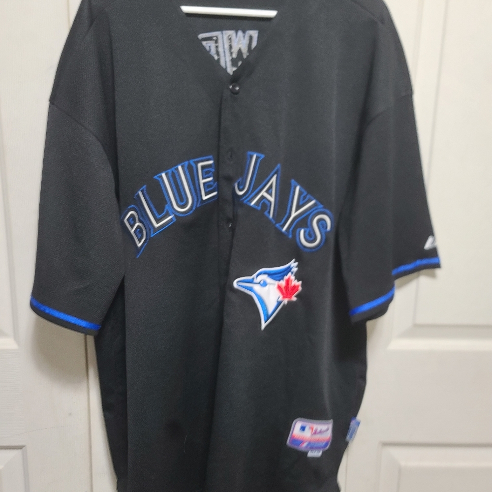 Majestic Black and Blue Blue Jays Jersey
